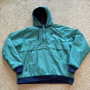 Lands End Anorak Windbreaker Jacket Half Zip Mens XL USA Fleece Lined VTG Y2K